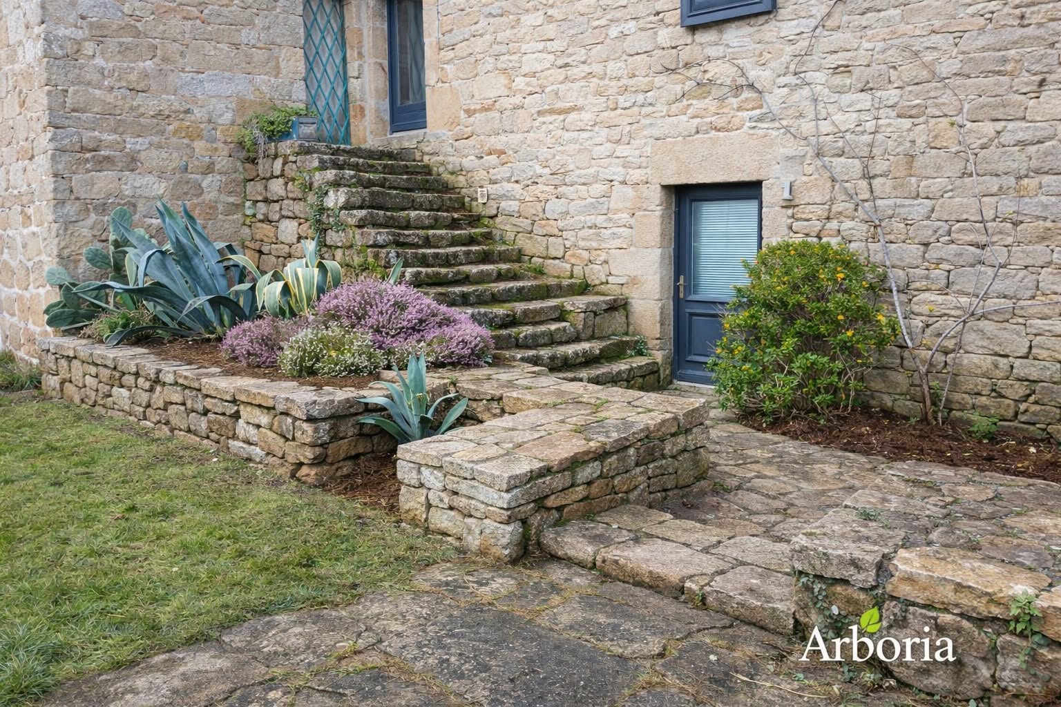 Jardin paysagé et entretenu par ARBORIA en Finistère Sud